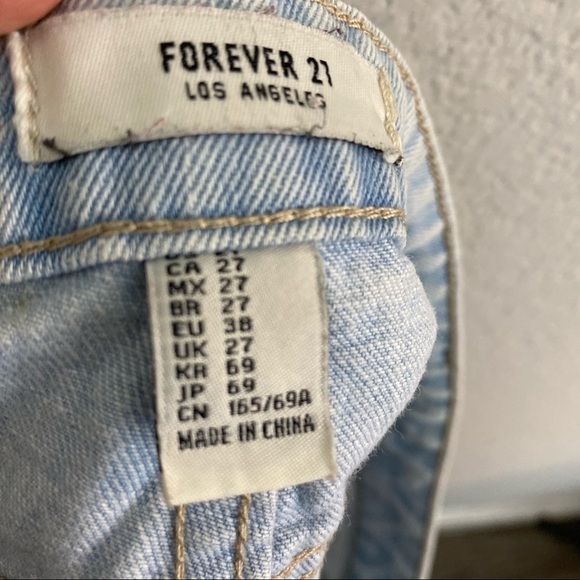 Forever 21 Chambray Lace Edged Distressed Jean Shorts Hi Rise 27 - Picture 6 of 8